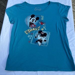 Disney Micky & Mini Mouse Famous tee 3D feel on graphic blue kids XL adult S